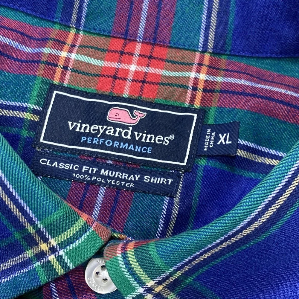 Vineyard‎ Vines Shirt Mens Extra Large Plaid Classic Fit Murray Performance